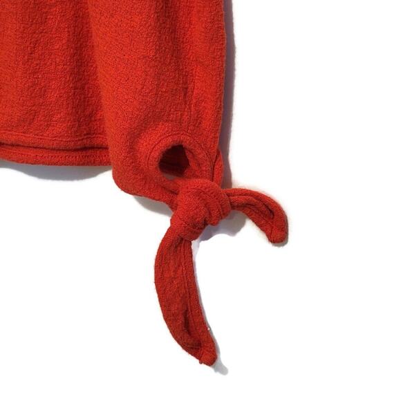 Madewell Texture & Thread Short Sleeve Crew Neck Tie Waist Red Top Size XL - Picture 7 of 14